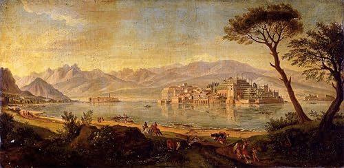 Lienzo de pintura vintage de la Isola Bella, cuadro artístico Gaspar Van Wittel de 60x90cm