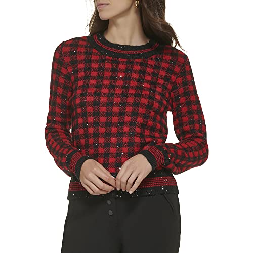 Karl Lagerfeld Paris Women's Everyday Long Sleeve Sweater, Admiral/Blk, Medium #TOP20