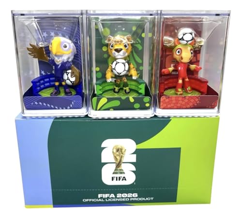 Lainergie FIFA 2026 World Cup Official Licensed Mascot 4-inch Figurines Set of 3 (Maple, Zayu & Clutch), Collectable Soccer Figures, Gift Idea- Sports Fans - Model Figure for Collectors