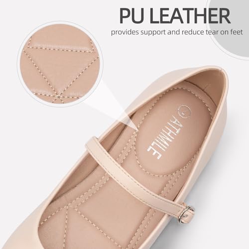 Image of Women's Mary Jane Shoes, Ballet Flats for Women, Square Toe Shoes for Women | Comfortable Dressy Adjustable Buckle Strap for Work Office business Casual, Memory Foam PU Sole Slip Resistant Wedding Party