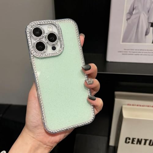 Coque strass iPhone 16 antichoc de luxe de couleur verte