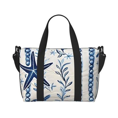 Travel Duffle Bag Sea Starfish Seashell Weekender Overnight Bags Luggage Bag for Women Men Waterproof Sports Gym Bag Hand Bag with Shoulder Strap2