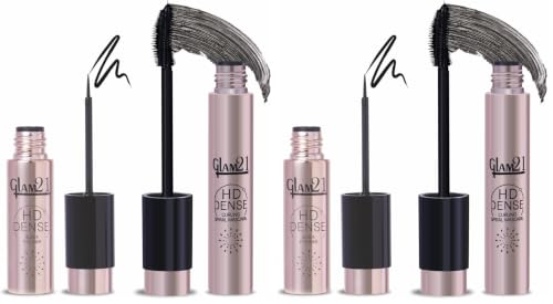 Image of Glam21 HD Dense Eyeliner, 6ml & Mascara, 10ml Combo | Shiny Finish Eyeliner | Waterproof Mascara with Petite Brush | Smudge-Proof, Volumizing, Eye Makeup Duo | Up to 16hrs | Combo Pack Of 4