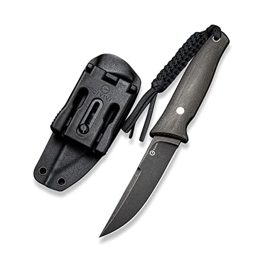 CIVIVI Tamashii Fixed Blade Knife with 4.07’’ D2 Blade Micarta Handle, Kydex Sheath, T-clip for EDC Outdoor Carry C19046-4