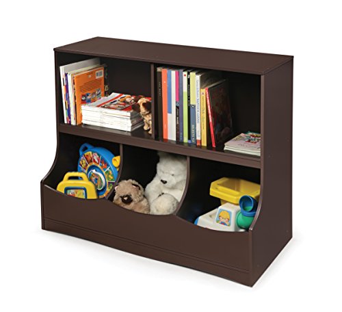 Badger Basket Multi-Bin Toy Storage Organizer and Book Shelf for Kids - Espresso Badger Basket Multi-Bin Toy Storage Organizer and Book Shelf for Kids - Espresso