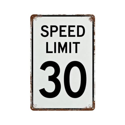 Speed Limit 30 Vintage Road Sign - Distressed Metal Tin Plaque for Garage Man Cave Workshop