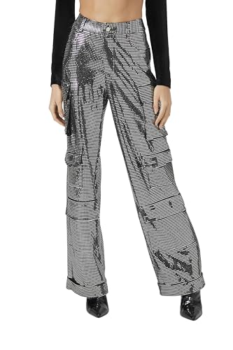 Forever 21 Women's Metallic Wide-Leg Cargo Pants2
