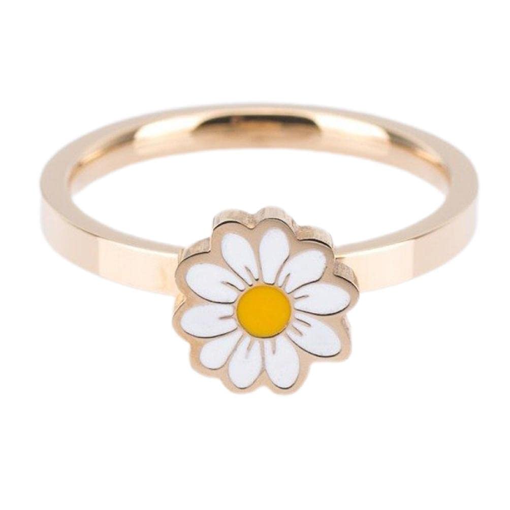 Oyrcvweuy Daisy Flower Spinner Rings Adjustable Open Ring Anxiety Stress Relief Stackable Ring for Couple Women Men Jewelry Gift daisy rings for women rose gold adjustable