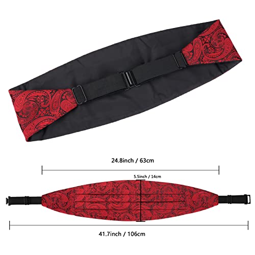 Image of Alizeal Mens Paisley Adjustable Bow Tie Set | Pre-tied Cummerbund Pocket Square Perfect for Weddings Business Formal Events