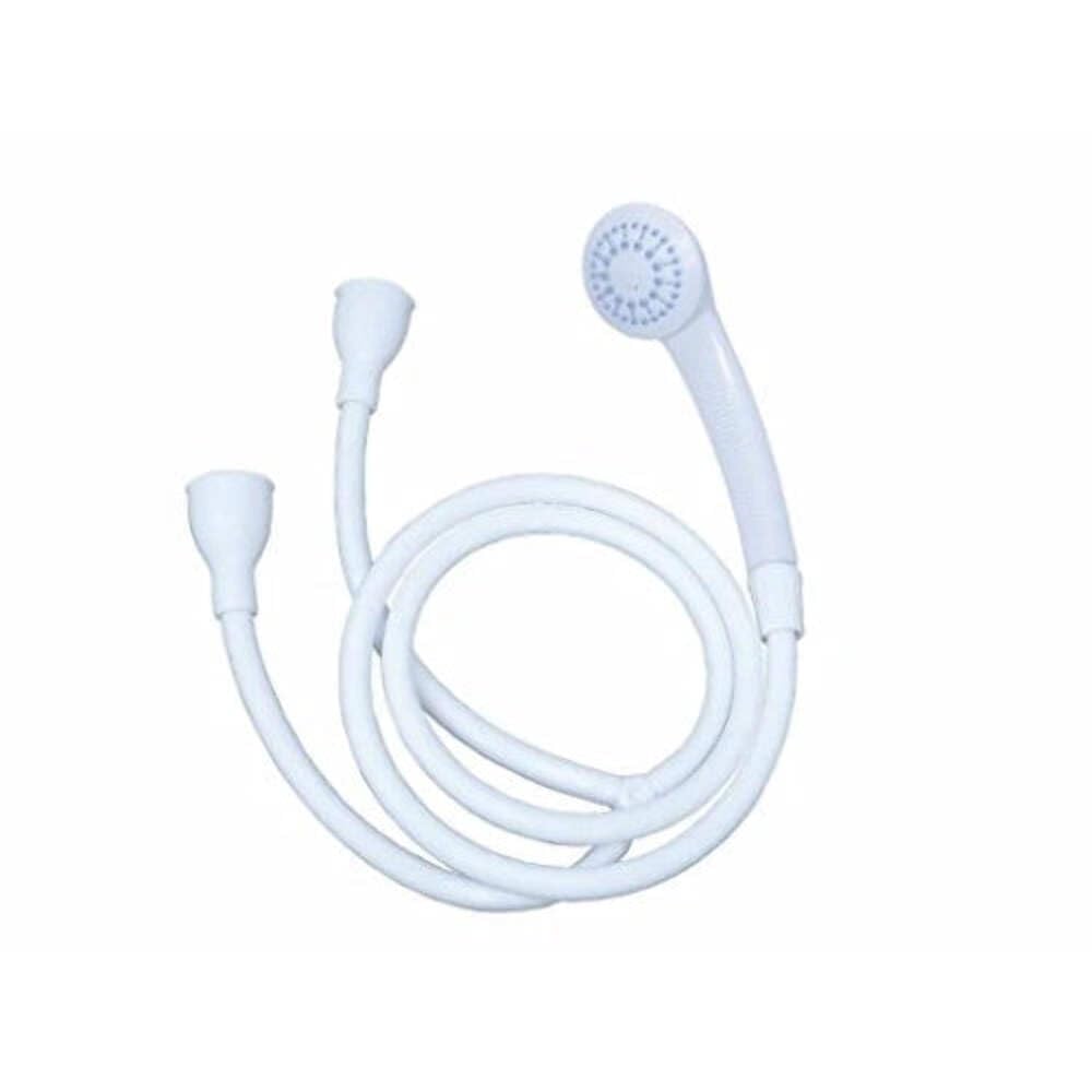 Blue Canyon White Shower Attachment For Bath Taps, Double Tap Shower Hose With Head, Push-On Fitting For Round & Oval Taps Up To 2Cm, 1.2M Hose For Hair Washing & Pet Bathing,