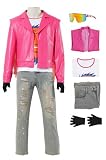 Yxudaxo Craft Garrett Garrison Cosplay Costume Garbage Man Pink Leather Jacket Uniform Suit Mens Halloween Outfit (Pink, Large)