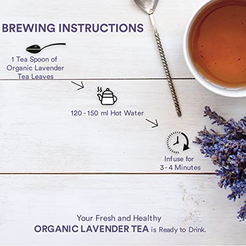 Image of The Tea Ark Lavender Tea Loose Leaves (50g) Pouch | Herbal Bedtime Tea with Peppermint & Green Tea | Natural Whole Leaf Blend (25 Servings) (Lavender & Peppermint)