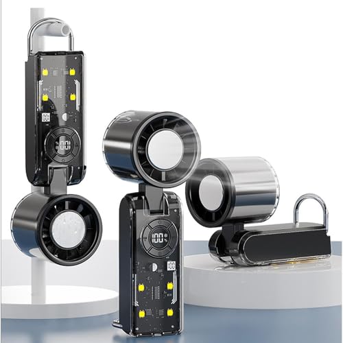 Ventilador de mano plegable con luz LED y pantalla digital USB 5