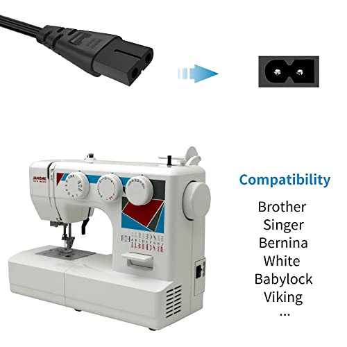 Genuine Ac Power Cord Singer Power Cord Sewing Machine Cable For Fig8 Brother Singer Husqvarna Viking Babylock Sewing Machine Models And Vizio-Led-Tv Smart-Hdtv E-M-Series #TOP4