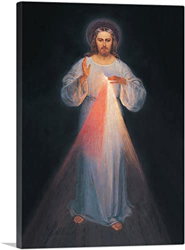 ARTCANVAS Divine Mercy 1934 - Jesus Christ Canvas Art Print Stretched Framed Painting Picture Poster Giclee Wall Decor by Eugeniusz Kazimirowski - 60" x 40" (1.50" Deep)