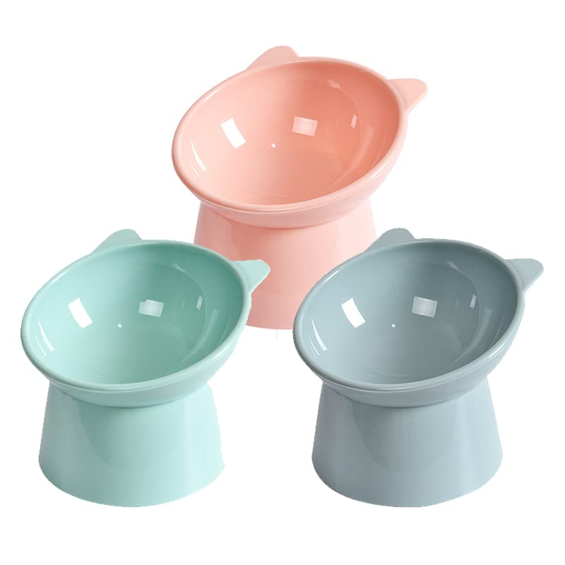 3PCS Raised Cat Bowls With 15° Tilt & Stand – Anti-Vomit, Ergonomic Cat Food & Water Dishes, Non-Slip Base-401014