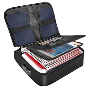 Fireproof Document Organizer, Large Size with 2000F Heat Insulated Money Bag, Document Safe, Office Briefcase, Black