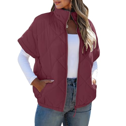 YROHGKPN Chaleco de invierno para mujer, ligero, cálido, con cuello a prueba de viento y prácticos bolsillos para las manos, chaleco amortiguador para mujer
