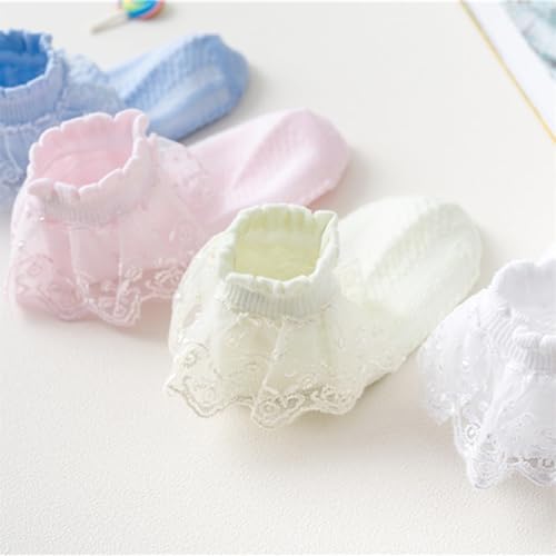Girls Ruffle Lace Frilly Socks, Princess Lace Top Mesh Dress Sock, Breathable Ruffle Princess Short Socks, 1t -14 Years3