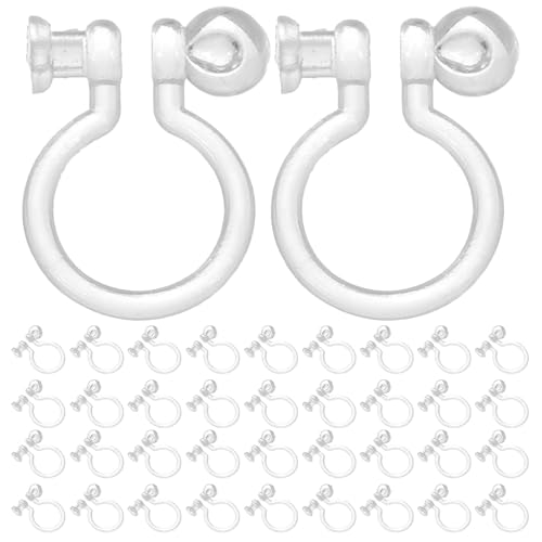 LRXIYODE - LRXIYODE Lot De 50 Clips D'Oreille Pour Boucles D'Oreilles Non Percées Clips Pour Fabrication De Bijoux Pièces Pour Boucles D'Oreilles En U Transparents