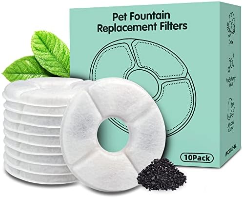 Noodoky 10-Pack Replacement Filters for Cat Fountain | Pet Water Fountain Filter | Activated Carbon Filter | Not for Catit