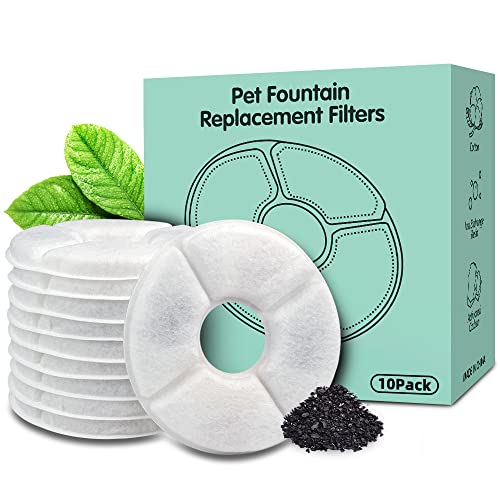 Noodoky 10-Pack Replacement Filters For Cat Fountain | Pet Water Fountain Filter | Activated Carbon Filter | Not For Catit #TOP7