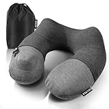 ネックピロー 飛行機 携帯枕 U型 エアーピロー プレス式膨らませる 収納袋 自宅 バス オフィス