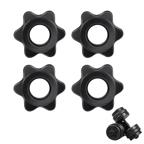 4 PCS 25mm Barbell Bar Hexagon Nuts, Dumbbell Clips Spinlock, Barbell Bar Clip Spin-Lock Screw Clamp,Anti-Slip Hexagon Nuts Screw Collar Clamps,for Weight Dumbbell Lifting Fitness Trainin (Black)