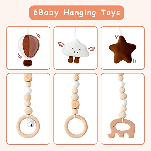 Razee Wooden Baby Play Gym Play Mat, Baby Gym With 6 Hanging Sensory Toys Foldable Baby Gym #TOP4