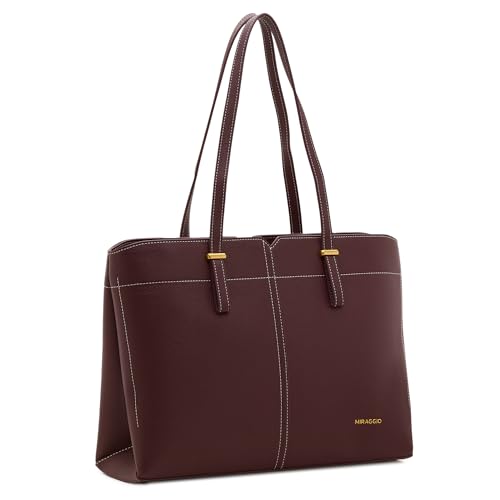 Image of Miraggio Isadora 13 Inch Laptop Tote Bag For Women Office Use | Office Tote Bag With Padded Laptop Sleeve And Zipper Closure | Stylish Totes