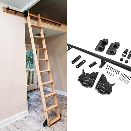 Kit de rail d'échelle mobile pour cave à vin et placard haut, système coulissant de 610cm - 2