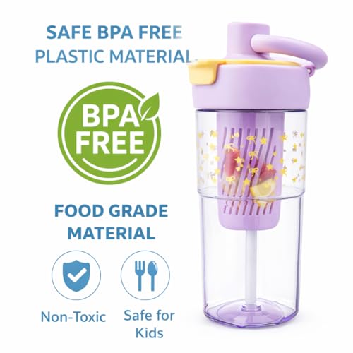 Image of Vasukie 750ml Kids Water Bottle with Detachable Food Infuser | BPA-Free, Food Grade & Leakproof | Freezer & Fridge Safe | Durable & Stylish School Bottle (Star Bottle)
