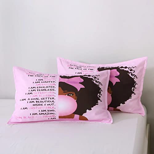 African American Black Girl Duvet Cover Set,Black Girl Magic Bedding Set Twin Size,Cute Little Afro Black Princess Bed Comforter Cover Sets,Girl Bedroom Room Decor(1 Duve Cover +2 Pillowcases #TOP4