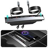 USB Hub for Tesla Model 3 Model Y Waterproof - Fast Phone Charger for Model Y/3 Accessories 2024 2023 2022 2021 Multi Port Retractable Docking Station, 100% Fit Center Console(Not Fit Model 3 2024)