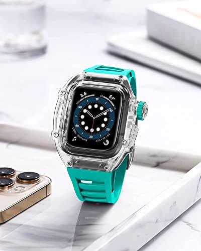 Boîtier de montre transparent INFRI avec bracelet caoutchouc fluorescent pour Apple Watch 45mm - 5