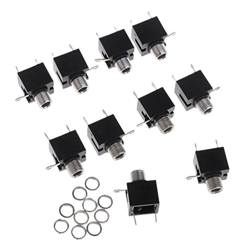 3Pins Female 3.5mm Mono TS Jacks Plug Socket Connectors Switch PCB Panel Chassis Mount 10-Piece