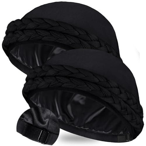 Image of Ababalaya Adjustable Satin Lined Turban for Women Mens Halo Turban Silky Lined Head Wraps for Waves Braids Locs Sleep Cap