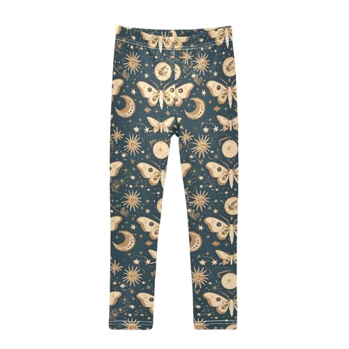 Moths Moons Girls' Leggings Toddler Doodles Suns Stars Kids Yoga Pants Dance Active Tights 4T