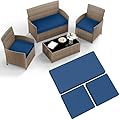 3 Pack Outdoor Patio Furniture Cushion Replacement Covers, Waterproof Loveseat Cushion Covers - 36×18×2,18×18×2, for 4-Seater Wicker Rattan Patio Conversation Set Loveseat Couch Furniture, Cover Only