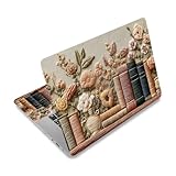 PLIGREAT Laptop Schutzfolie Mit 3D Stickmuster Passend Für 12 13 13.3 14 und 15 Zoll. Universelle Abnehmbare Wasserfeste Notebook Aufkleber Mit Kunstmotiven Für PCs. Bestickte Buchblumen