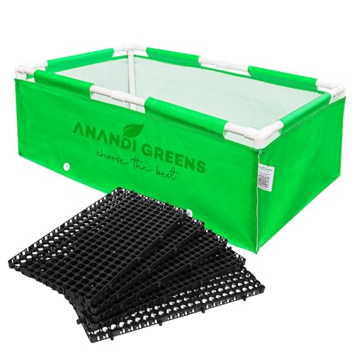 Anandi Green's 4 Drain Cell with 3X1.5X1 Feet Rectangular Grow Bag Combo Smart Gardening Kit for Terrace, Balcony & Kitchen Garden FIT