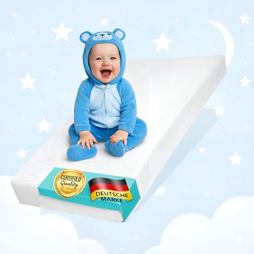 Best For Kids - Matratze Maxi 60x120 Kaltschaummatratze f&uuml;r Kinder | kindermatratze 100% Polycotton Einfach Waschbarer Bezug | kinderrollmatratze | Tragbar Matratze fur Kider | kindermatratze