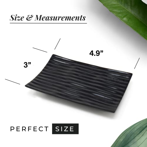 Modern Zen Black Soap Dish With Non Slip Feet - Bar Soap Holder (Bl06) - Soap Tray For Shower #TOP5