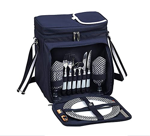 COOSOO - Bolsa de picnic para 2 personas con aislamiento impermeable, bolsa de almuerzo con compartimento más fresco, soporte para botellas desmontable/vino para picnic, playa, camping,parilla Cover