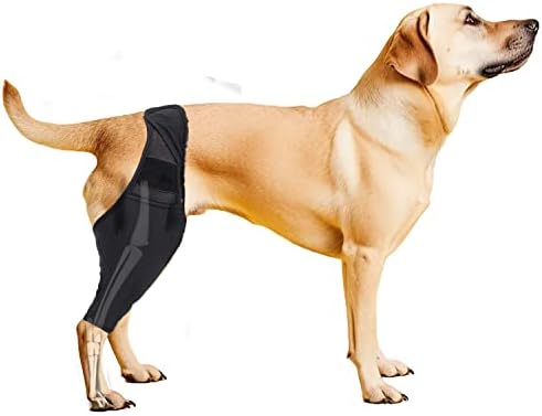 Lineiss Dog Knee Brace Dog Acl Leg Brace Dog Knee Brace for Torn Acl Hind Leg Dog Knee Brace for Luxating Patella Dog Hip Support Brace Adjustable Rear Leg Braces for Dogs Pet Knee Brace Black XL
