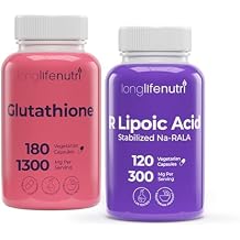 LongLifeNutri Reduced Glutathione 500 mg & Stabilized R-Alpha Lipoic Acid 300 mg Bundle 34 Month Supply, Natural Antioxidant & Cellular Energy Support, Non-GMO, GMP Certified, Made in USA