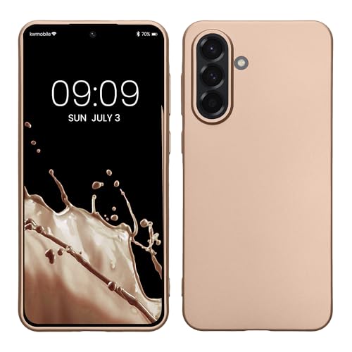 kwmobile Case Compatible with Samsung Galaxy A56 5G Case - Soft Slim Metallic TPU Silicone Cover - Metallic Gold