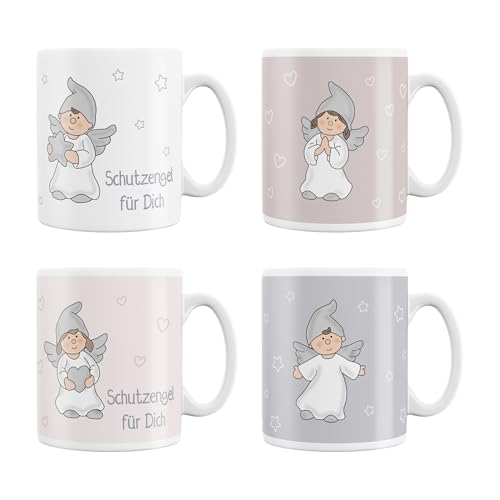 12 x Tassen mit liebevollem Schutzengel für Dich bedruckt ca. 270 ml - Schutzengeltassen - Tassen mit Schutzengel - Weihnachtstassen - Glühweintassen - Glühweinbecher Größe 12 x