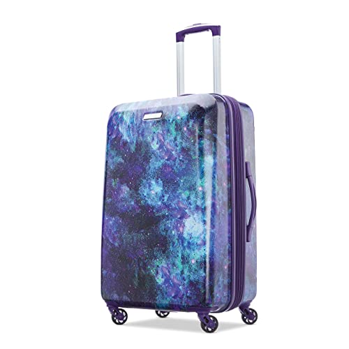American Tourister Moonlight Hardside Expandable Luggage with Spinner Wheels, Cosmos, Checked-Medium 24-Inch