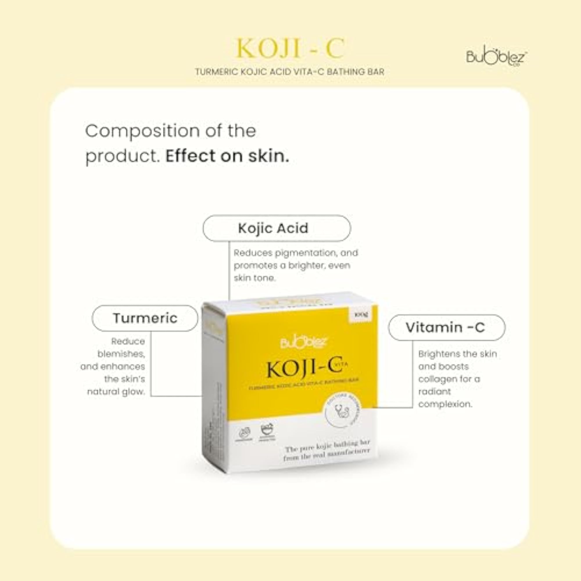 Kojic Acid 2% Soap with Vitamin C & Turmeric, Brightening